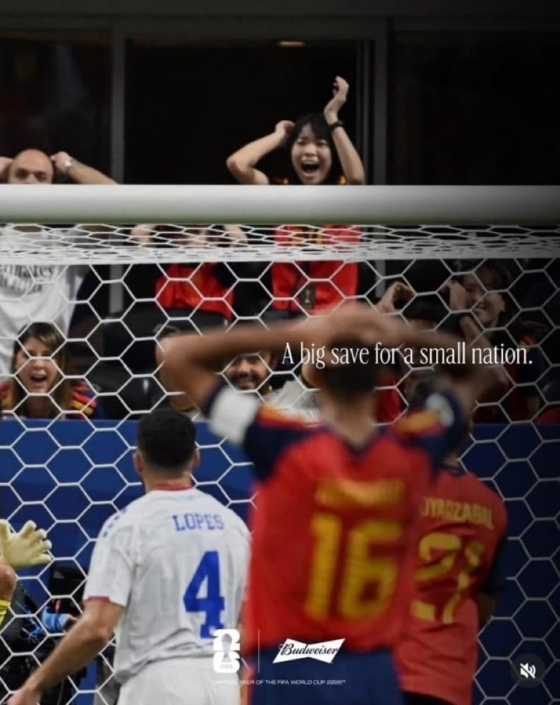 Budweiser World Cup post: A big save for a small nation.